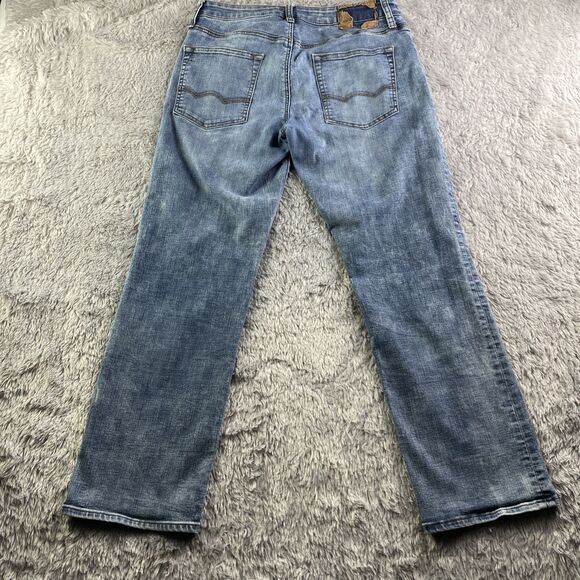 American Eagle Jeans Mens 30x30 Blue Extreme Flex 4 Distressed Original Straight - Picture 8 of 13